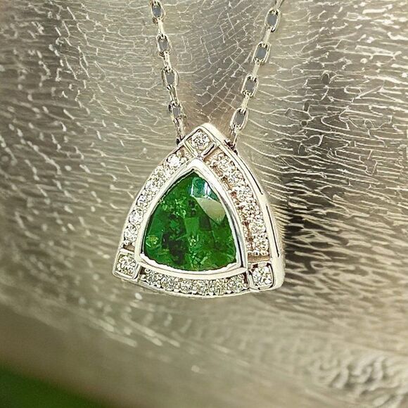 Natural Tourmaline Diamond Pendant Necklace 17" 14k WG 2.49 TCW Certified 308485 - Picture 13 of 16